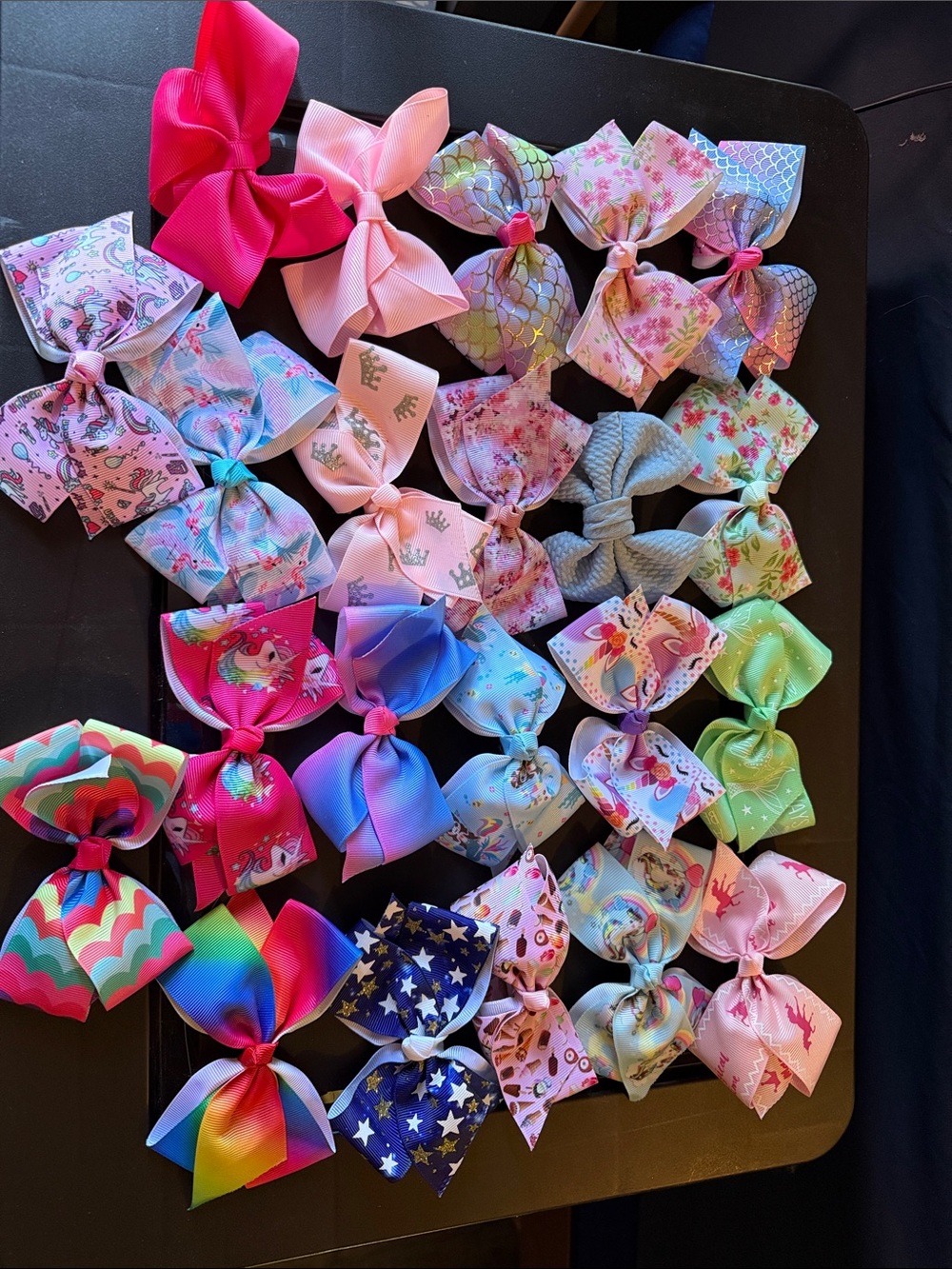 Kids Hair Bows - Assorted Pink, Blue, Green & Multicolor Styles